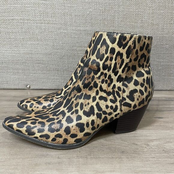Lulus X Matisse Boots Womens 8M Spirit Ankle Booties Heel Animal Print Jaguar - Picture 3 of 10